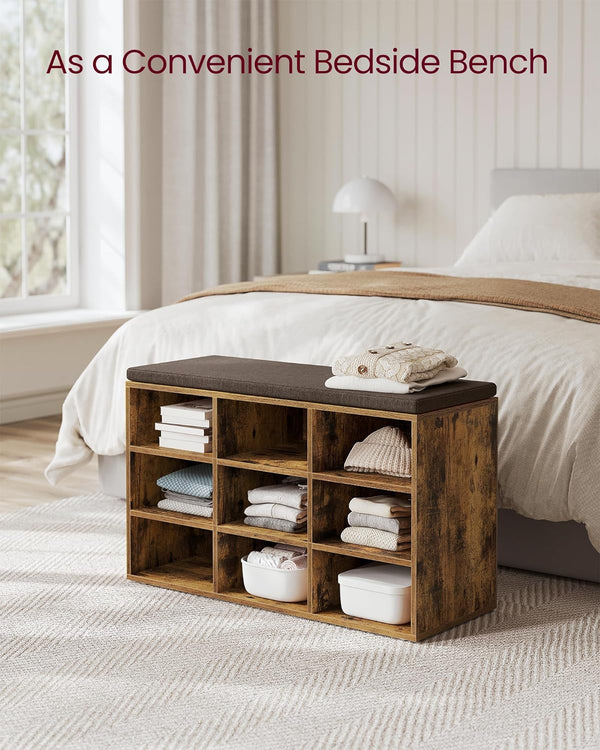 Shoe Storage Bench with Cushion – 9 Compartments - Karrari