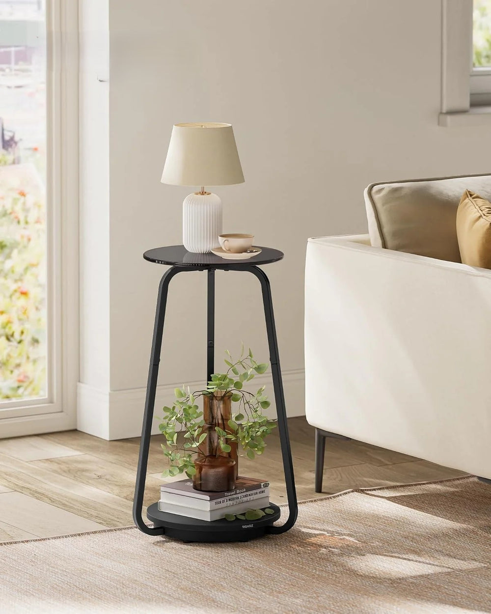 2-Tier Glass Round Side Table - Karrari