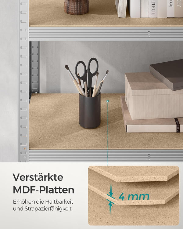 5-Tier Industrial Storage Shelf - Adjustable Boards (40x90x180cm) - Karrari