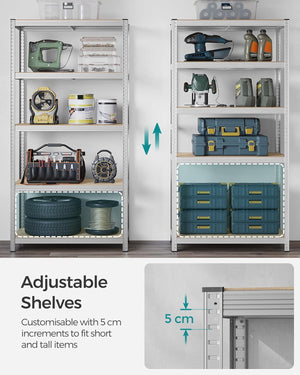 5-Tier Garage Shelving - Durable Steel, Easy Assembly (50x100x200cm) - Karrari