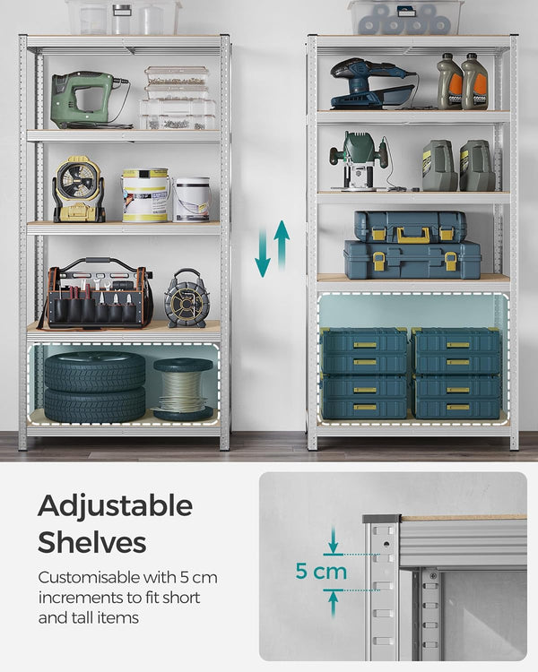 5-Tier Garage Shelving - Durable Steel, Easy Assembly (50x100x200cm) - Karrari