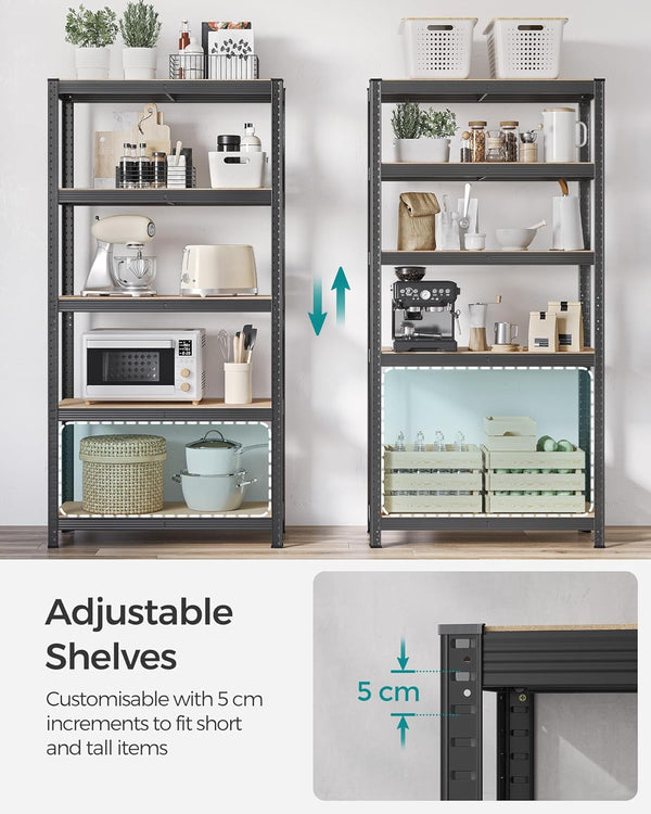 5-Tier Steel Shelving Unit - Heavy-Duty Garage Storage Rack (40x90x180cm) - Karrari