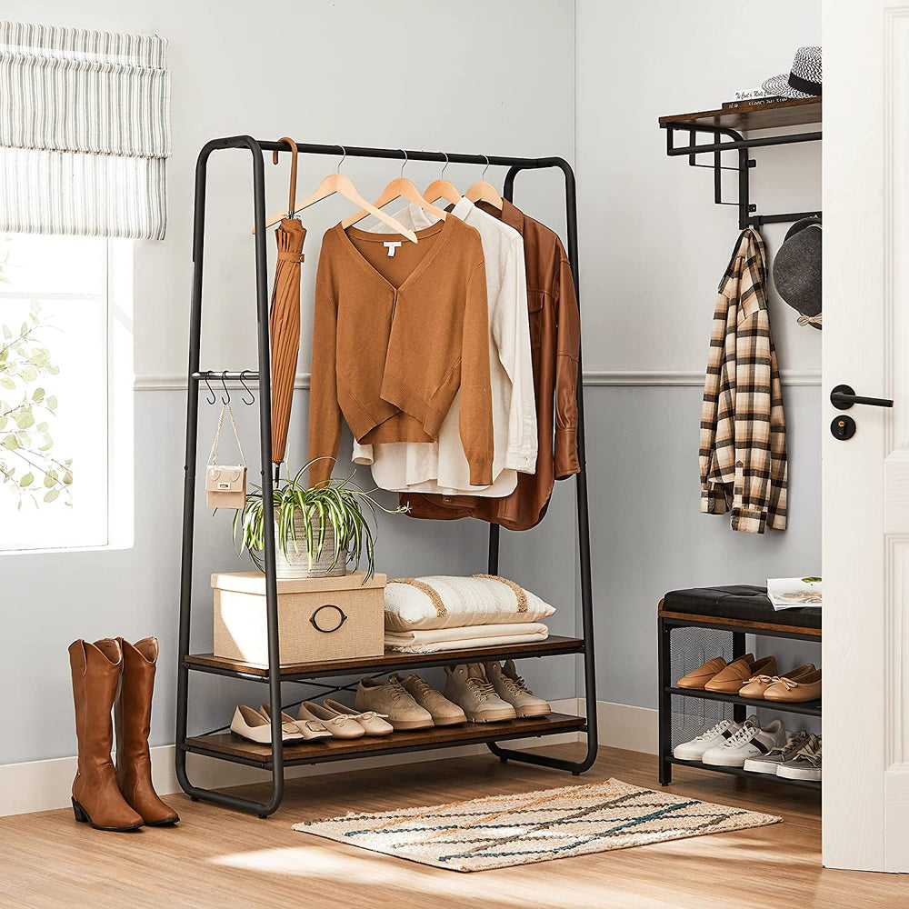 Clothes Rack with 2 Shelves & 6 Hooks - Karrari