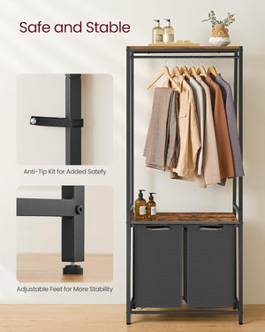 Laundry Basket - 2 Sections & Storage Shelves - Karrari