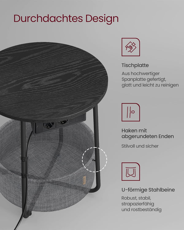 Side Table with Socket & Basket - Karrari