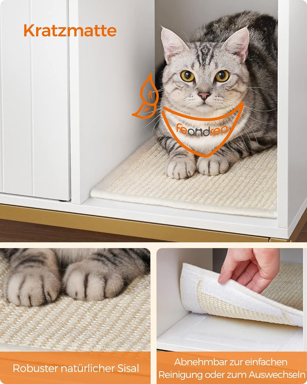 Modern Cat Litter Box Enclosure with Scratching Mat - Karrari