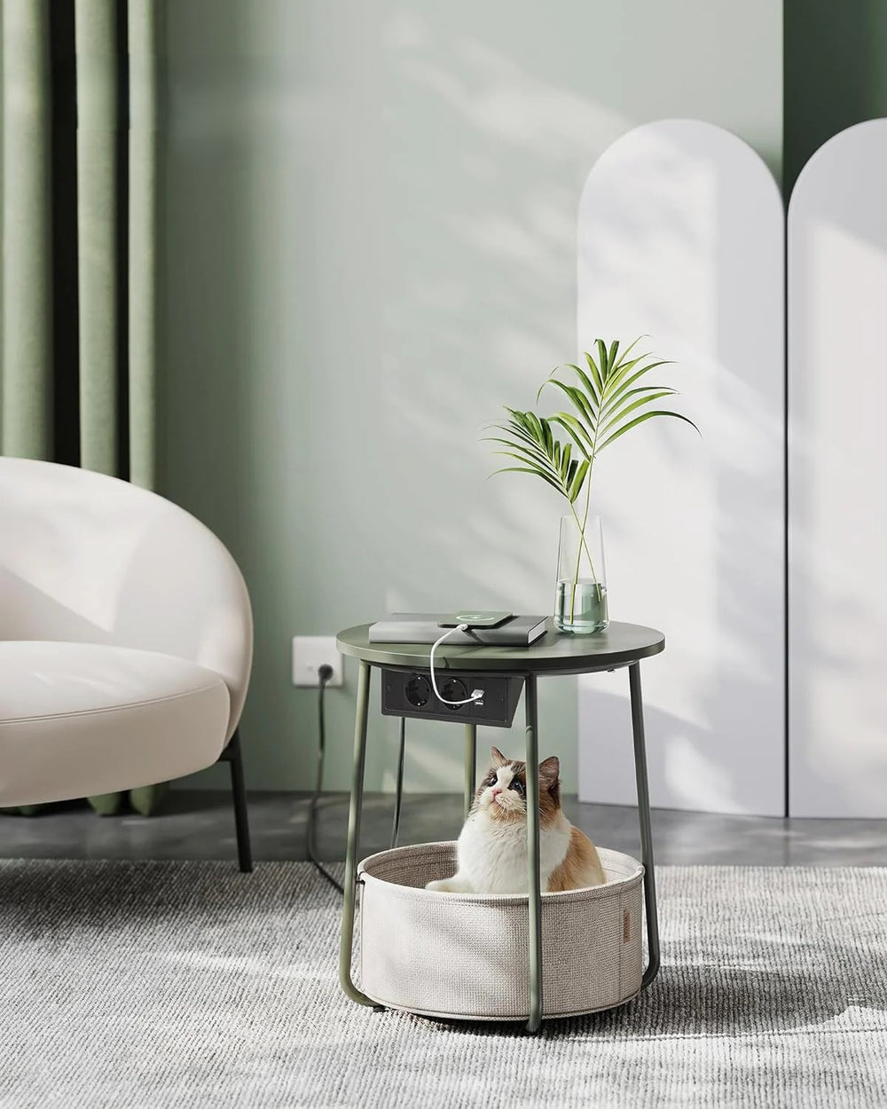 Side Table with Socket & Basket - Karrari