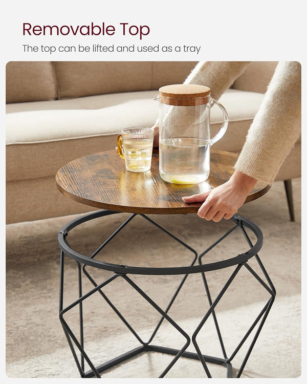 2-Piece Round Coffee Tables with Removable Tops