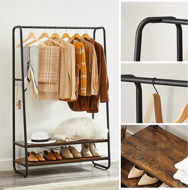 Clothes Rack with 2 Shelves & 6 Hooks - Karrari