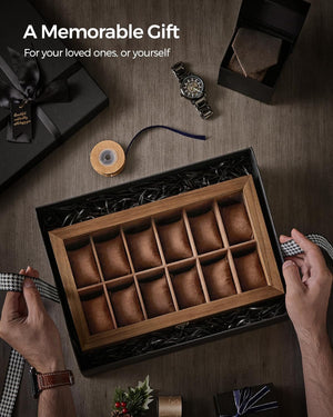 2-Tier Wood Watch Case with Large Glass Lid - Karrari