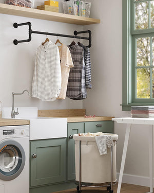 Set of 2 Wall-Mounted Industrial Pipe Clothes Racks - Karrari
