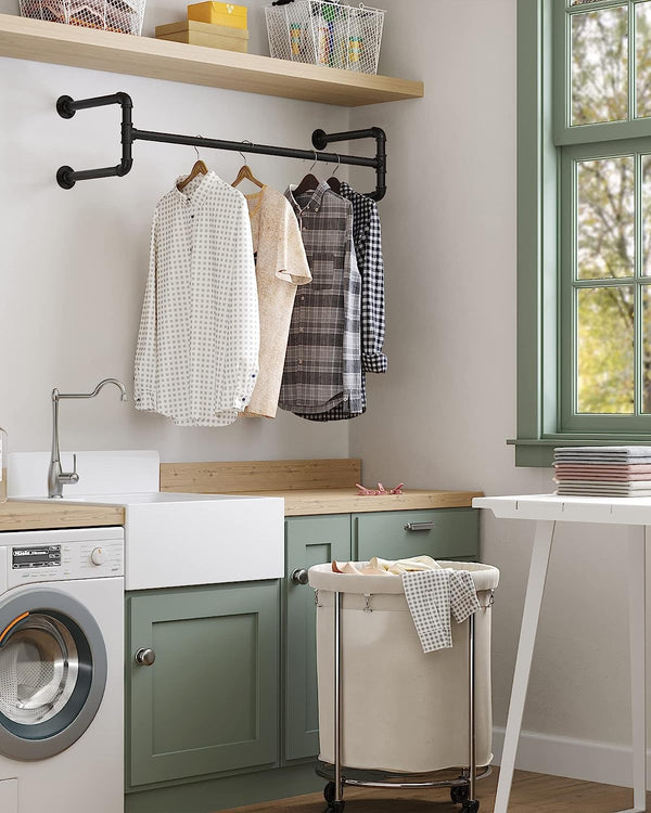 Set of 2 Wall-Mounted Industrial Pipe Clothes Racks - Karrari