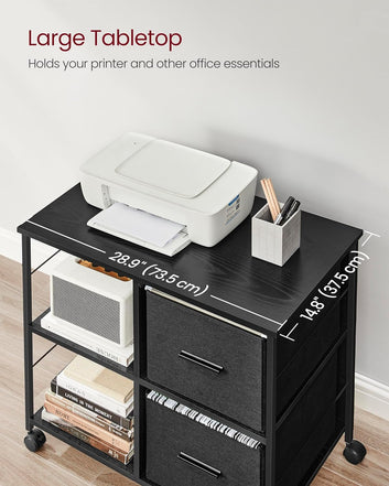 Filing Cabinet with 2 Drawers, Book Shelf, Printer Stander, for A4