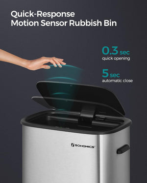 50L Stainless Steel Sensor Bin with Soft-Close Lid