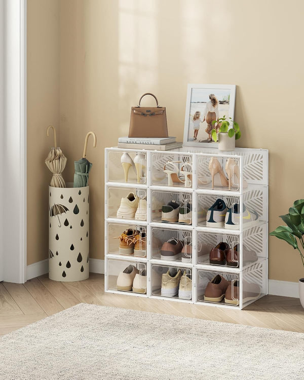Set of 12 Clear Stackable Shoe Storage Boxes - Karrari