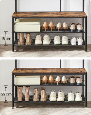 Coat Rack with Mirror & Bench