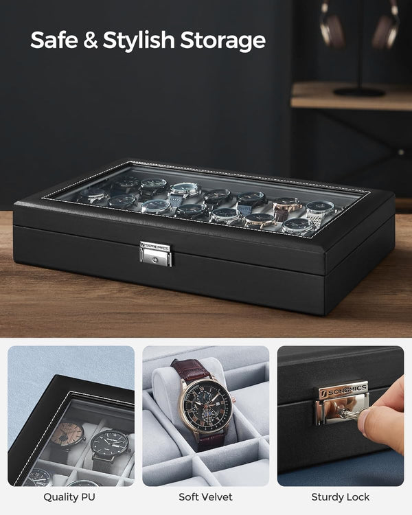Lockable Watch Box with 24 Slots – Storage Case
