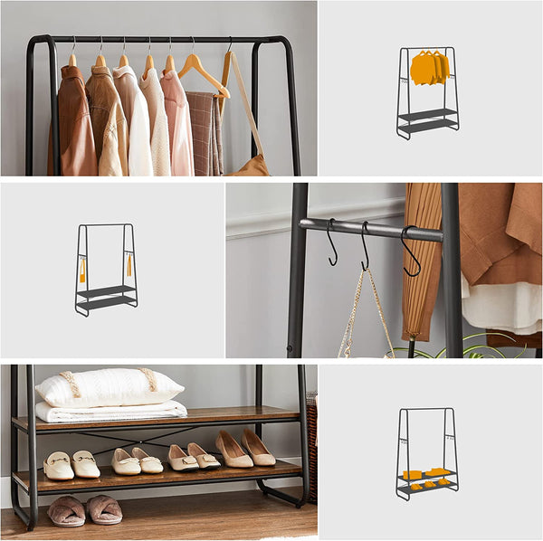 Clothes Rack with 2 Shelves & 6 Hooks - Karrari