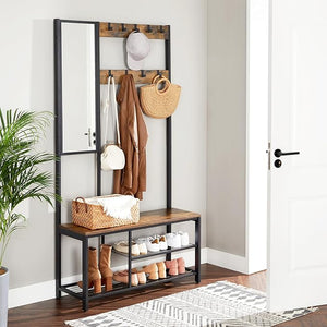 Coat Rack with Mirror, Bench & Shoe Storage - Karrari