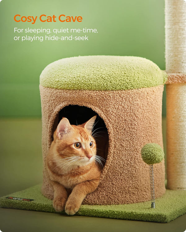 Cat Tree House, Tower – Green & Earth Brown