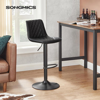 Bar stool, 2-piece set, height adjustable, backrest