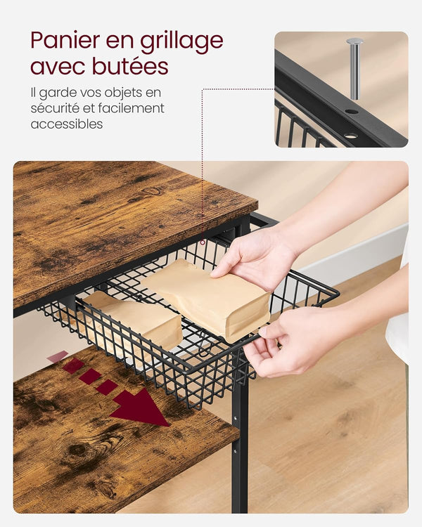 3-Tier Kitchen Trolley with Basket - Karrari