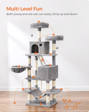 Large Cat Tower - Scratching Posts, Caves & Hammock - Karrari