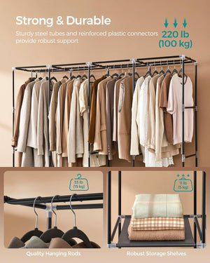 Clothes Storage Wardrobe with 4 Rails & Shelves - Karrari
