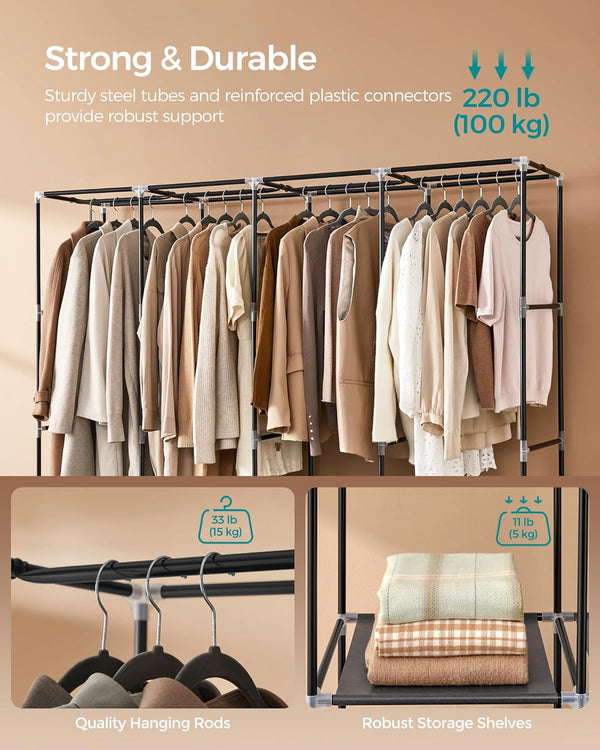 Clothes Storage Wardrobe with 4 Rails & Shelves - Karrari