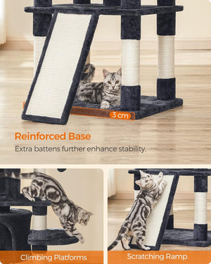 Large Smoke Grey Cat Tower with Scratching Posts - Karrari