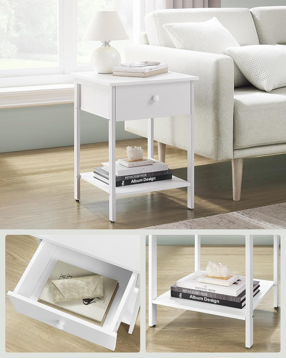 Bedside Table with Drawer & Shelf - Karrari