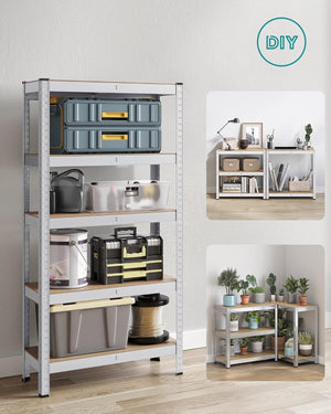 5-Tier Garage Shelving Unit - Steel, Boltless & Durable (30x75x150cm) - Karrari