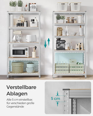 5-Tier Industrial Storage Shelf - Adjustable Boards (40x90x180cm) - Karrari