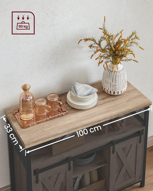 Sideboard with 2 Sliding Barn Doors - Karrari