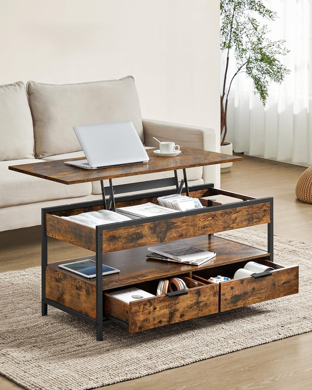Lift-Top Coffee Table with Drawers - Karrari