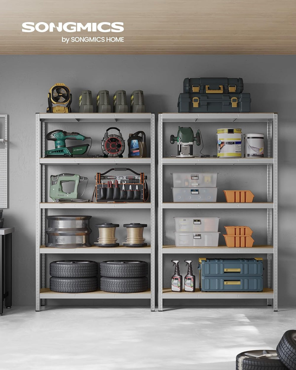 5-Tier Garage Storage Shelf – Steel, Boltless & Durable (60x120x200cm) - Karrari