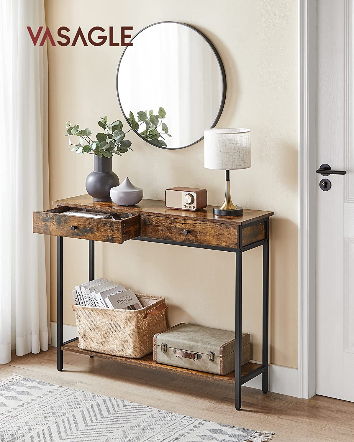 Console Table, Entrance Table, Sofa Table with 2 Drawers