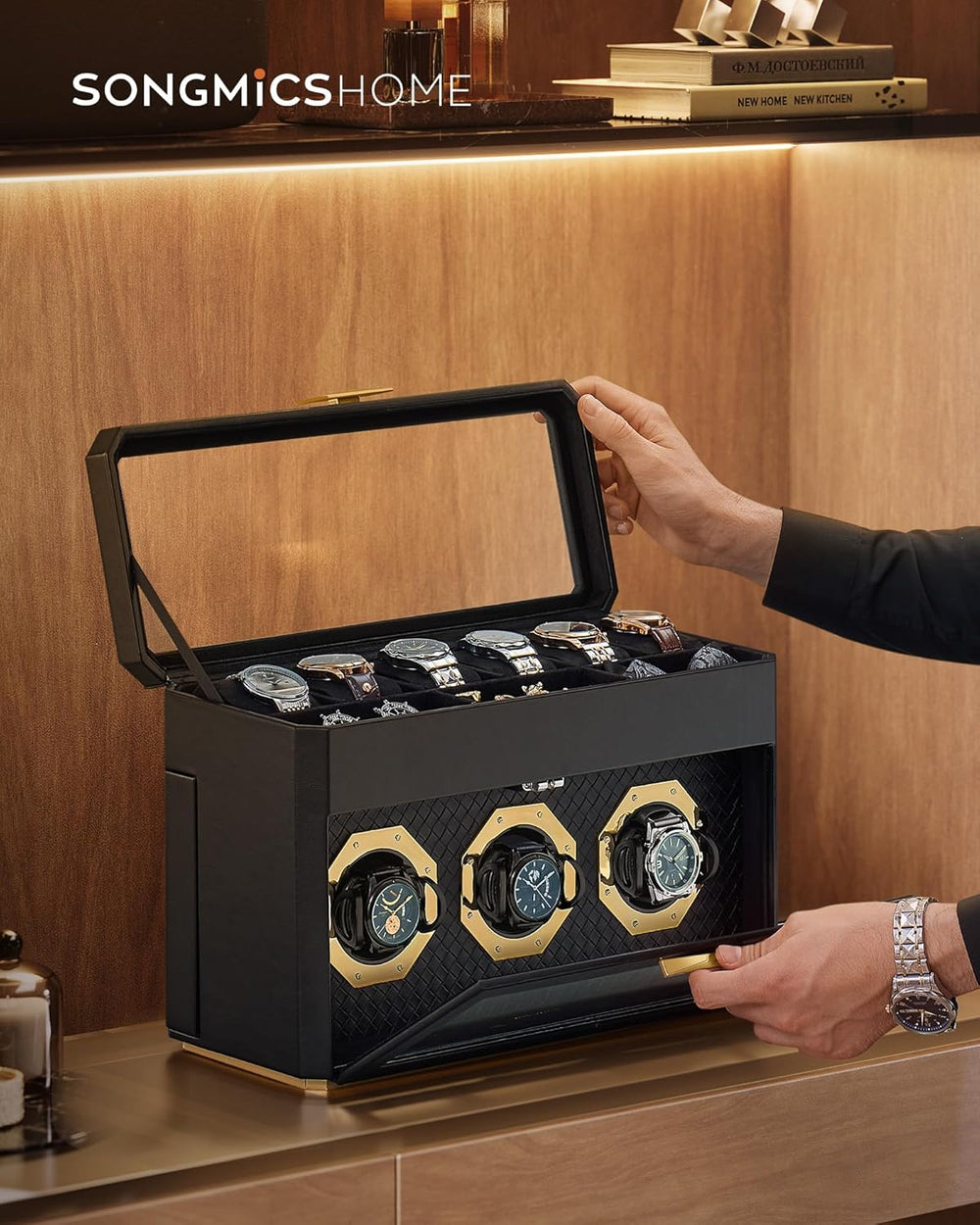 9-Slot Watch Box with Glass Window - PU Leather - Karrari