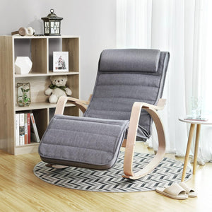 Rocking Chair with Wooden Armrests - Grey and Woody - Karrari