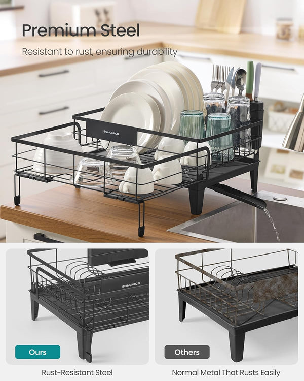 Expandable Dish Rack with Spout & Utensil Holder - Karrari