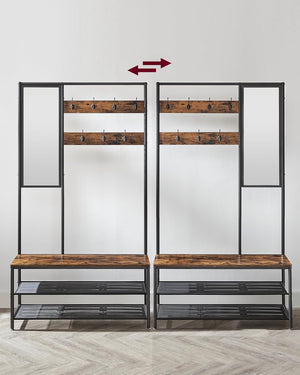 Coat Rack with Mirror & Bench