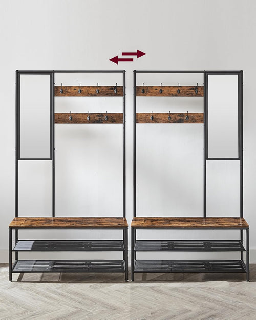 Coat Rack with Mirror & Bench