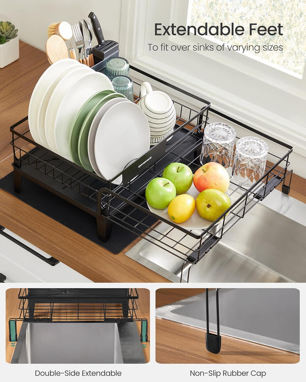 Expandable Dish Rack with Spout & Utensil Holder - Karrari