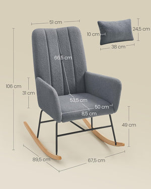 Rocking Chair with Armrests - Slate Grey - Karrari