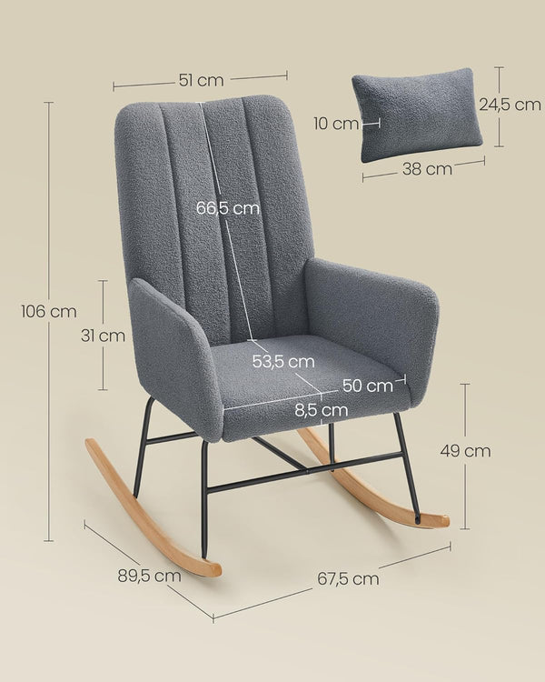 Rocking Chair with Armrests - Slate Grey - Karrari