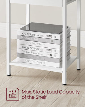 White Side Table with Fabric Drawer - Karrari