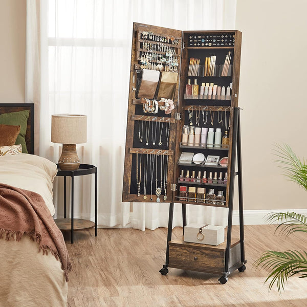 Lockable Jewellery Cabinet - Full-Length Mirror & Drawer - Karrari