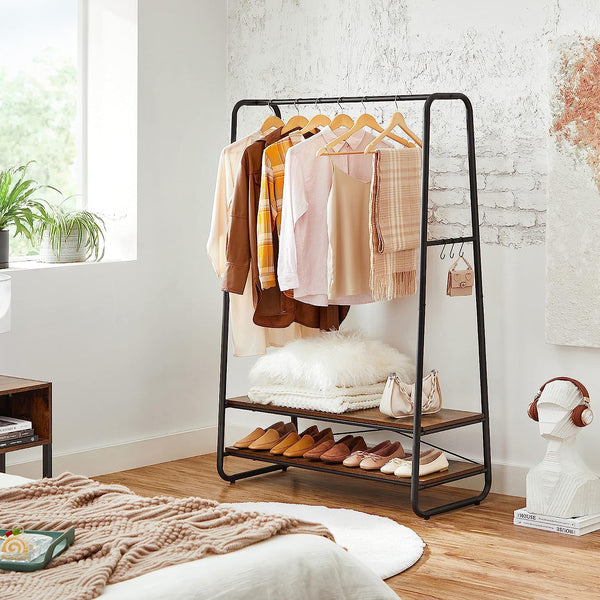 Clothes Rack with 2 Shelves & 6 Hooks - Karrari