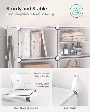 6-Slot Interlocking Shoe Rack Cabinet (White) - Karrari
