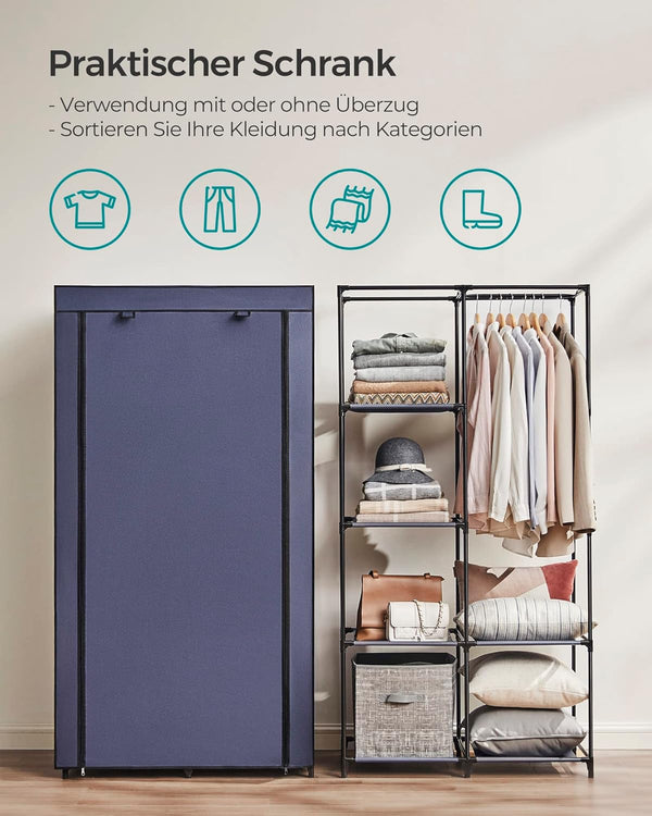 Fabric Wardrobe with Shelves & Hanging Rail